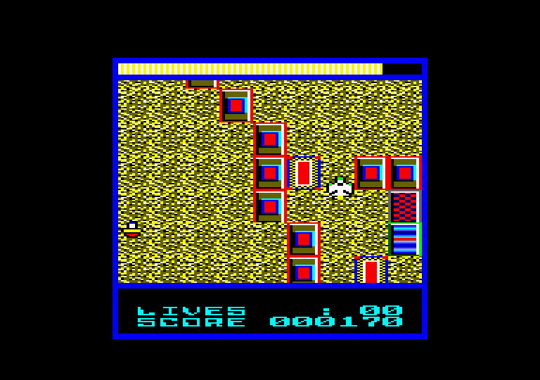 Terra Cognita Amstrad CPC Screenshot: Flying through a narrow opening...