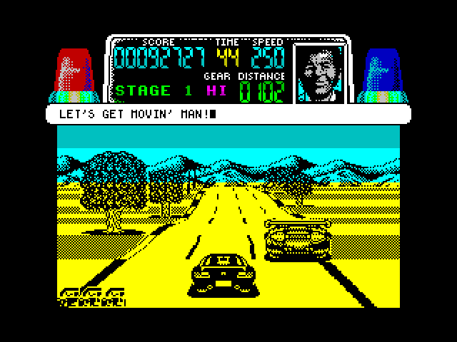 Chase H.Q. ZX Spectrum Screenshot: Don't crash into other cars, it will cost time...