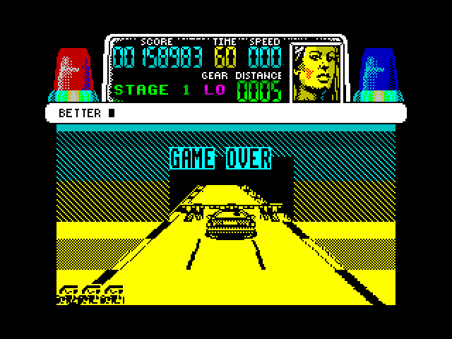 Chase H.Q. ZX Spectrum Screenshot: Game over.