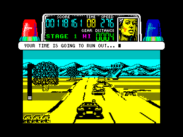 Chase H.Q. ZX Spectrum Screenshot: Target got away, and time is running out...