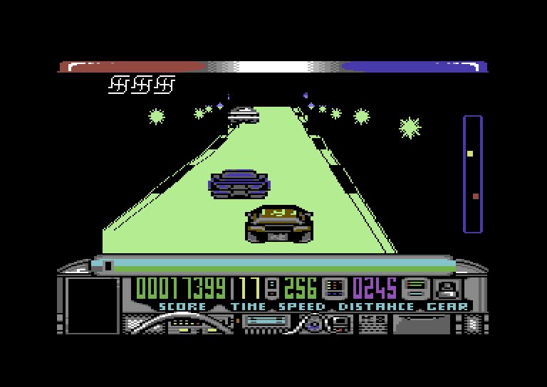 Chase H.Q. Commodore 64 Screenshot: Driving through a tunnel.
