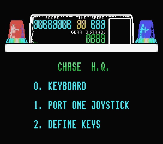 Chase H.Q. MSX Screenshot: Game setup.