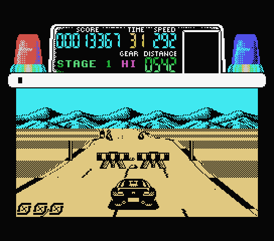 Chase H.Q. MSX Screenshot: Obstacles in the way...they will slow you down if you crash!