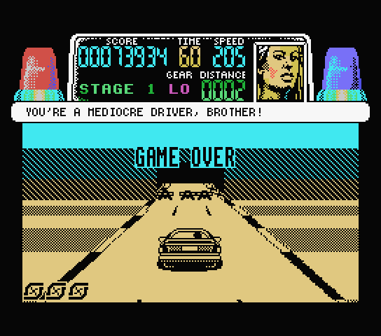 Chase H.Q. MSX Screenshot: Game over; you're a mediocre driver!