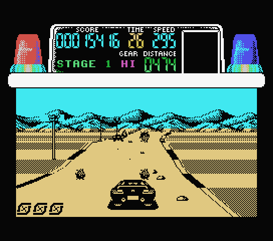 Chase H.Q. MSX Screenshot: There's a lot of debris on this part of the road.