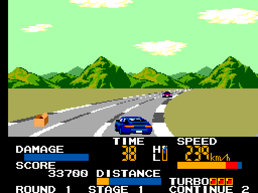 Chase H.Q. Sega Master System Screenshot: Watch out for debris in the road...