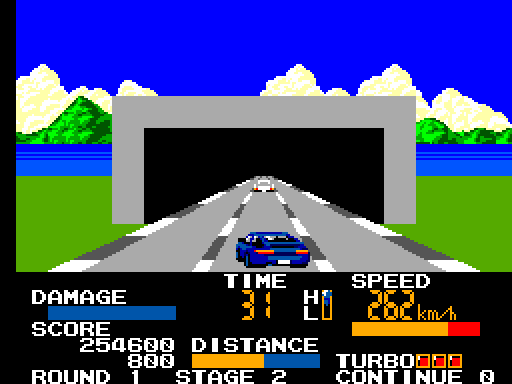 Chase H.Q. Sega Master System Screenshot: Entering a tunnel...