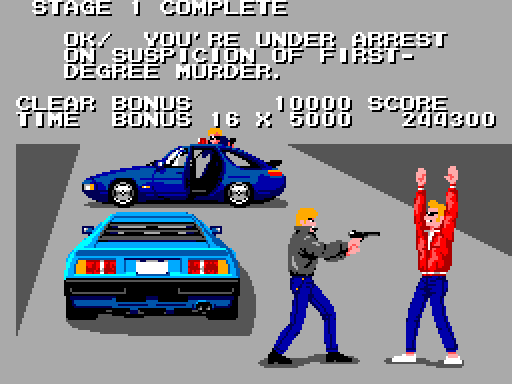 Chase H.Q. Sega Master System Screenshot: Stage 1 completed!