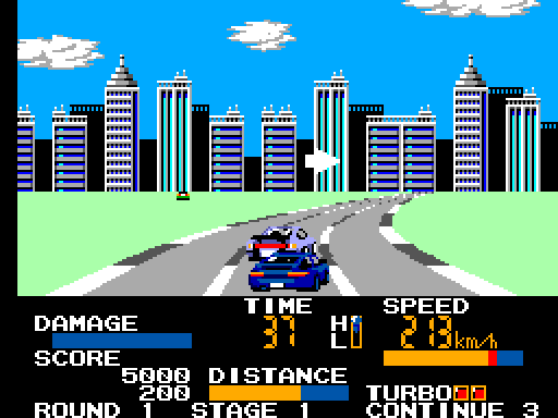 Chase H.Q. Sega Master System Screenshot: Don't crash into other cars...it will cost time!