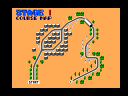 Chase H.Q. Sega Master System Screenshot: Stage 1 course map.