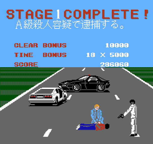 Chase H.Q. NES / Famicom Screenshot: Stage 1 complete!