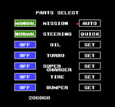 Chase H.Q. for NES / Famicom - Optionally select some parts between stages.