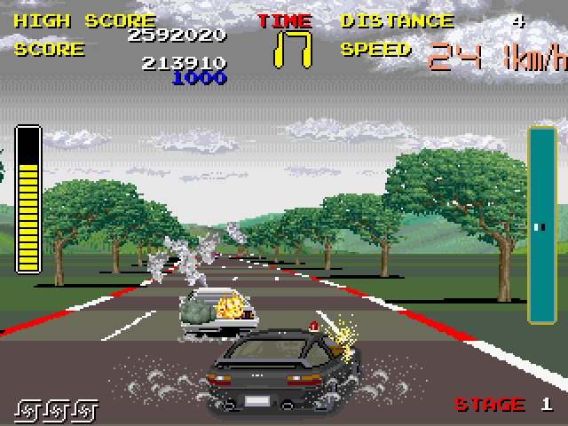 Chase H.Q. Arcade Screenshot: Another crash, I almost got him!