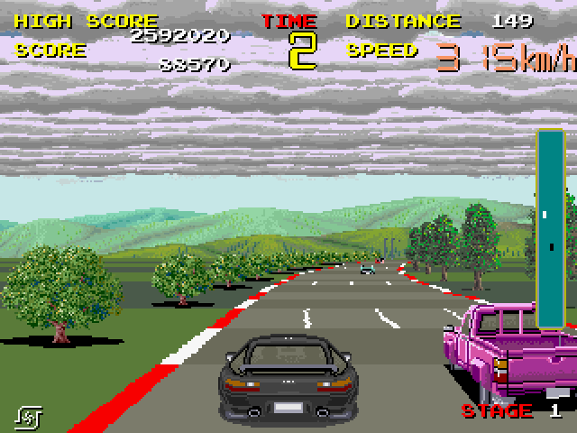 Chase H.Q. Arcade Screenshot: Almost hit a truck!
