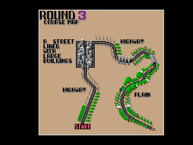Chase H.Q. Arcade Screenshot: Round 3 course map.