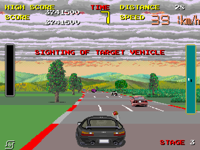 Chase H.Q. Arcade Screenshot: Sighting of target, I'm getting close!