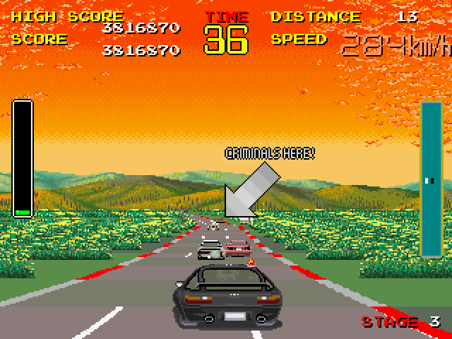 Chase H.Q. Arcade Screenshot: There's the target, can I catch him?