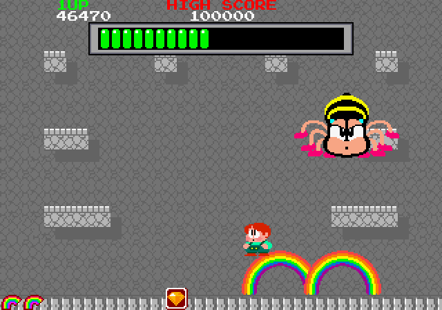 Rainbow Islands Arcade Screenshot: An end of level boss!