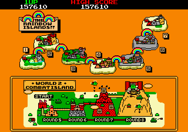 Rainbow Islands Arcade Screenshot: On to the next area...