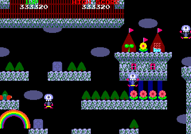 Rainbow Islands Arcade Screenshot: Uh oh, I didn't make it...