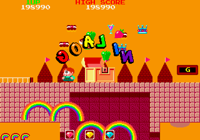 Rainbow Islands Arcade Screenshot: I reached the top!