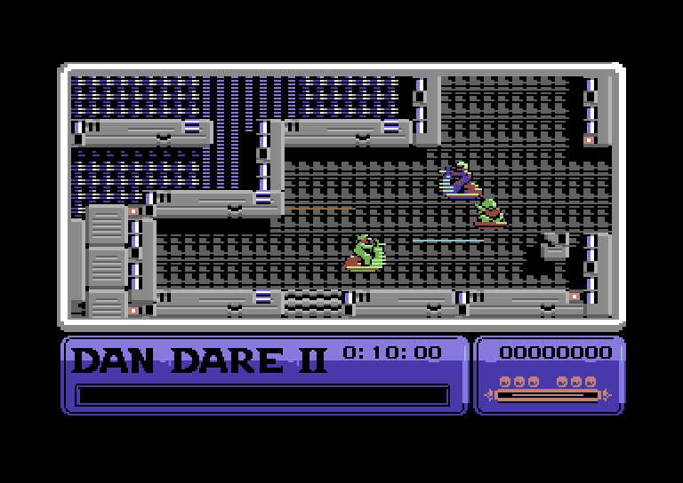 Dan Dare II: Mekon's Revenge Commodore 64 Screenshot: Don't get zapped by the bad guys!