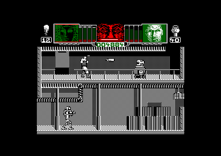 Hammerfist Amstrad CPC Screenshot: Blasting some robots...