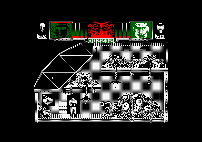 Hammerfist Amstrad CPC Screenshot: There's a scary looking blob here...That will be tricky to get past!