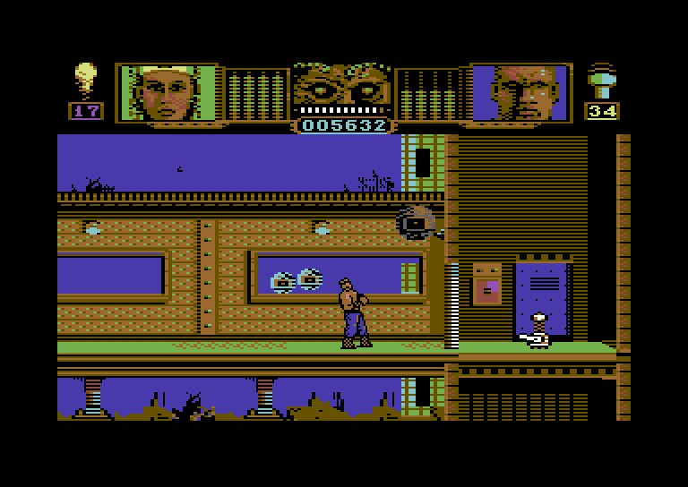 Hammerfist Commodore 64 Screenshot: Destroy the security system to get past that door.