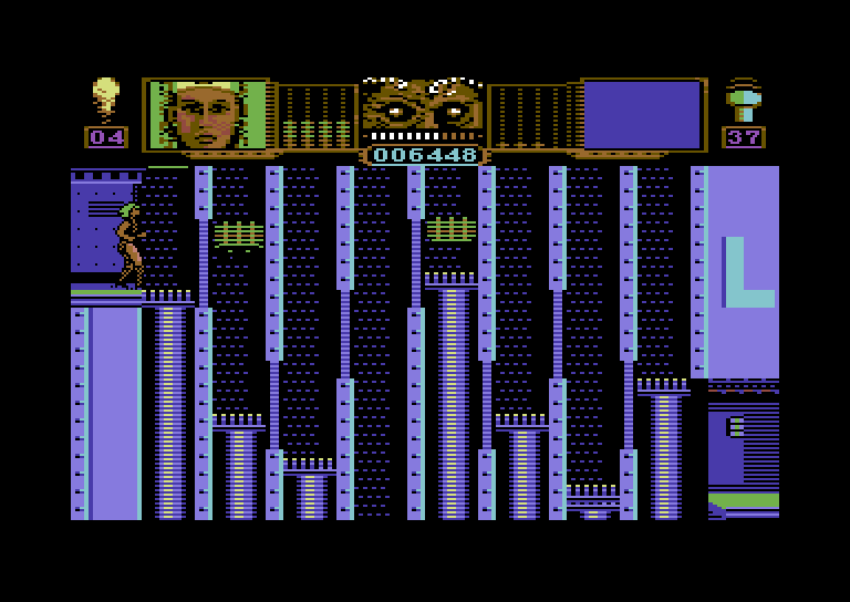 Hammerfist Commodore 64 Screenshot: A tricky room to navigate!