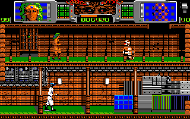 Hammerfist Amiga Screenshot: Destroy some robots here...