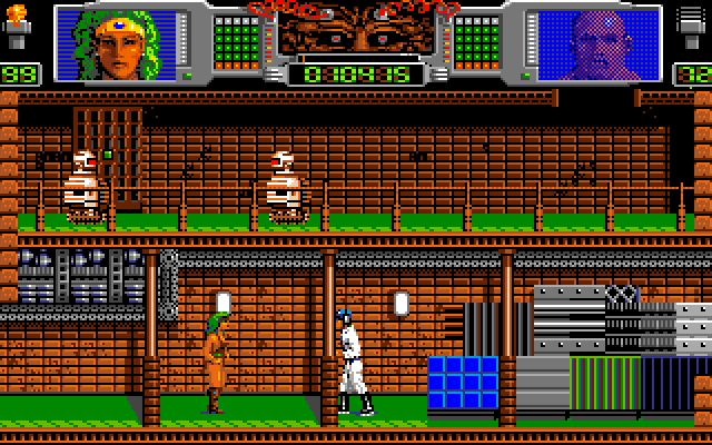 Hammerfist Amiga Screenshot: Boxes block the path now.