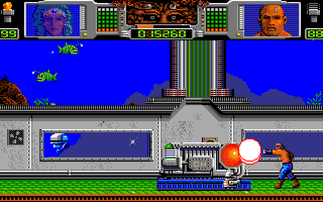 Hammerfist Amiga Screenshot: Punching an opponent.