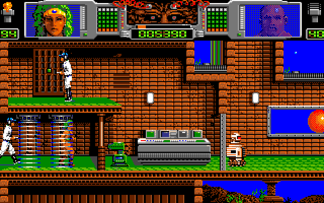 Hammerfist Amiga Screenshot: Watch out for that guy sneaking up from behind!