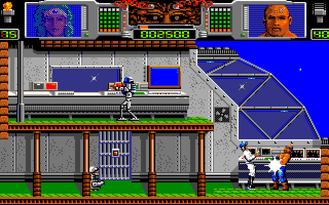 Hammerfist Amiga Screenshot: Fighting an opponent on the second screen.