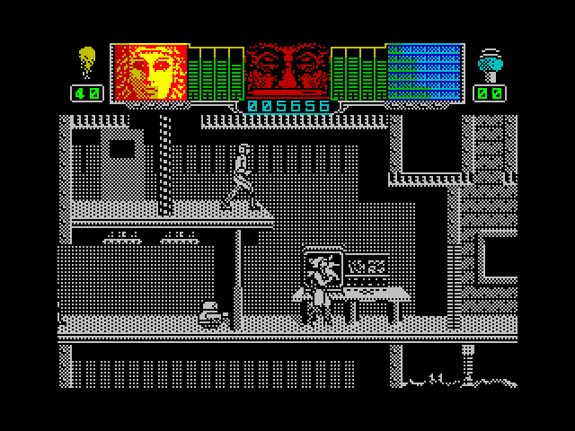 Hammerfist ZX Spectrum Screenshot: Smashing the security systems.