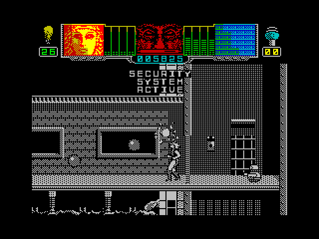 Hammerfist ZX Spectrum Screenshot: Security system is still active!