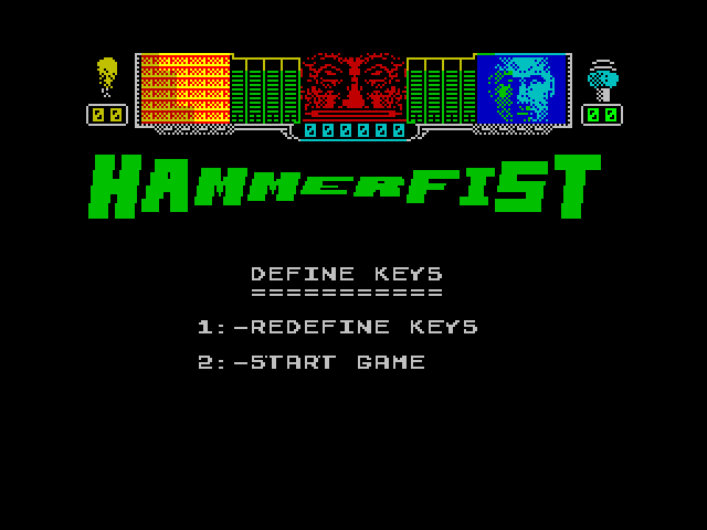 Hammerfist ZX Spectrum Screenshot: You can optionally redefine the keys.