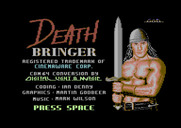 Death Bringer for Commodore 64 - Title screen (U.S. version).