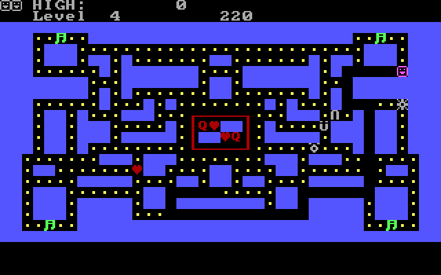 Queen of Hearts Maze Game, The IBM PC/Compatibles Screenshot: Eat the musical notes so you can chase the card sharks.