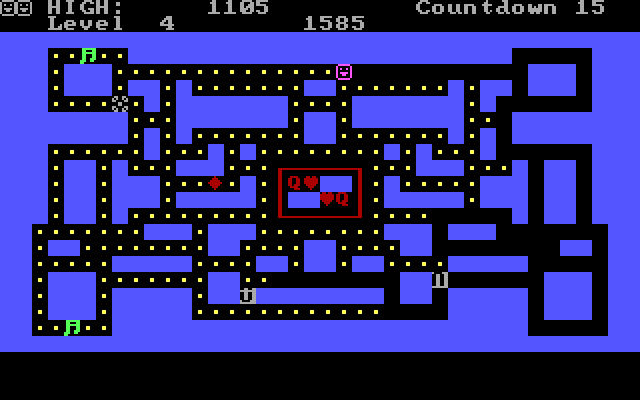 Queen of Hearts Maze Game, The IBM PC/Compatibles Screenshot: You are invulnerable from the card sharks when their colors are inversed.