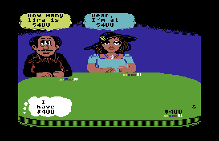 Card Sharks Commodore 64 Screenshot: Game start.