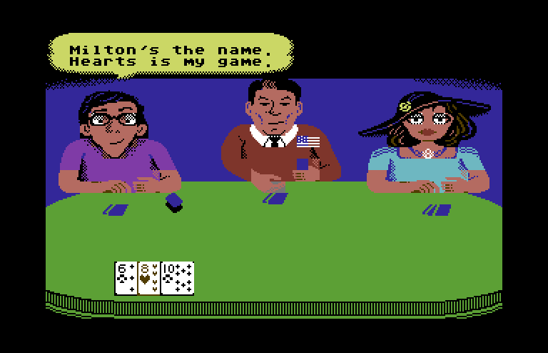 Card Sharks Commodore 64 Screenshot: The cards are dealt...