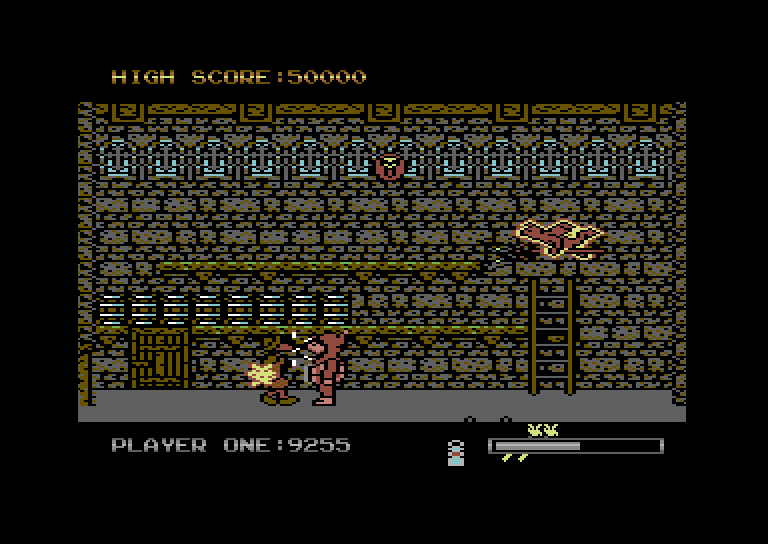 Black Lamp Commodore 64 Screenshot: Attacking an opponent.