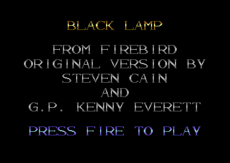 Black Lamp Commodore 64 Screenshot: Title screen.