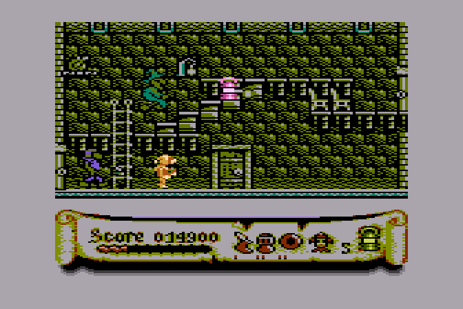 Black Lamp Atari 8-bit Screenshot: Enemies appear everywhere! You'll need to be careful...