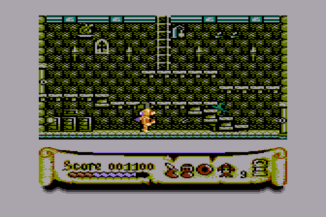 Black Lamp Atari 8-bit Screenshot: Collect lamps, like the one at the top of the screen here.