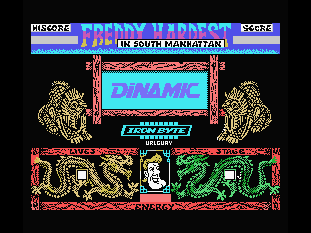 Freddy Hardest in South Manhattan MSX Screenshot: Dinamic / Iron Byte logo screen.