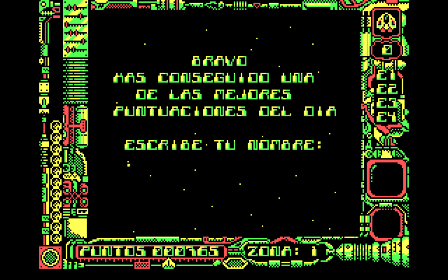Star Dust IBM PC/Compatibles Screenshot: Game over; a new high score!
