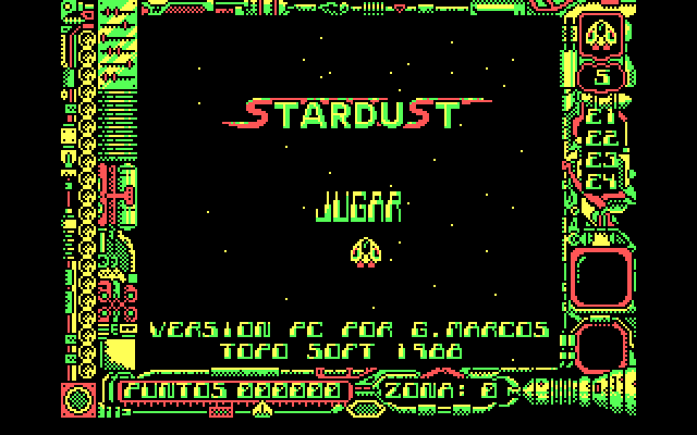 Star Dust IBM PC/Compatibles Screenshot: Title and main menu.